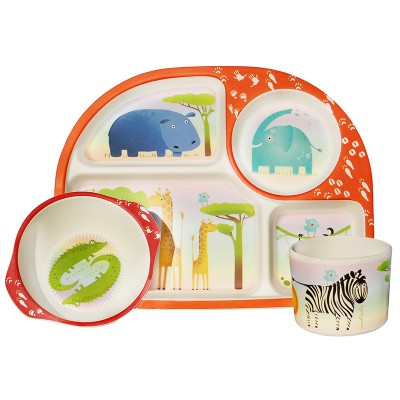 Ecoffee Cup - Bimbamboo 3 Piece Dining Set - Wild Animals