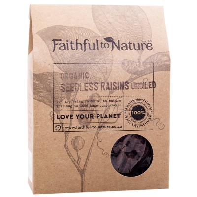 Faithful to Nature Organic Seedless Raisins Unoiled