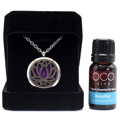 Organico by Oco Life Diffuser Pendant in Lotus Flower with Breathe Oil Blend