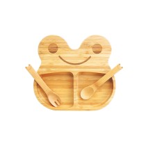 La-Boos Kids Bamboo Frog Plate & Cutlery