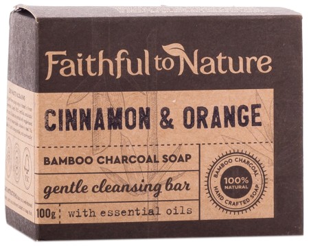 Faithful to Nature Bamboo Charcoal Soap - Cinnamon & Orange