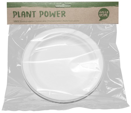 GREEN HOME Sugarcane Plates in Compostable Bag (18cm)