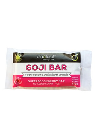 O'Natural Raw Chocolate Bar - Goji Berry Energy Bar