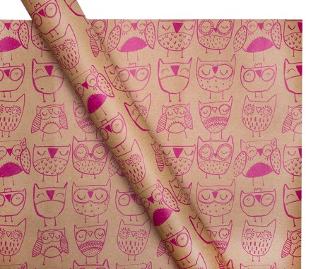Eco Wrapping Paper - Owls Pink