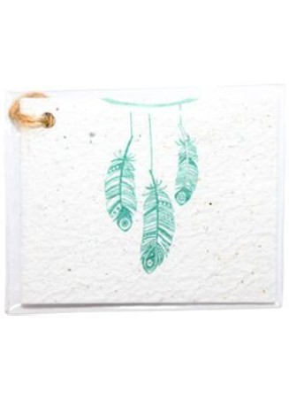 Growing Paper Gift Tag - Blue Feathers